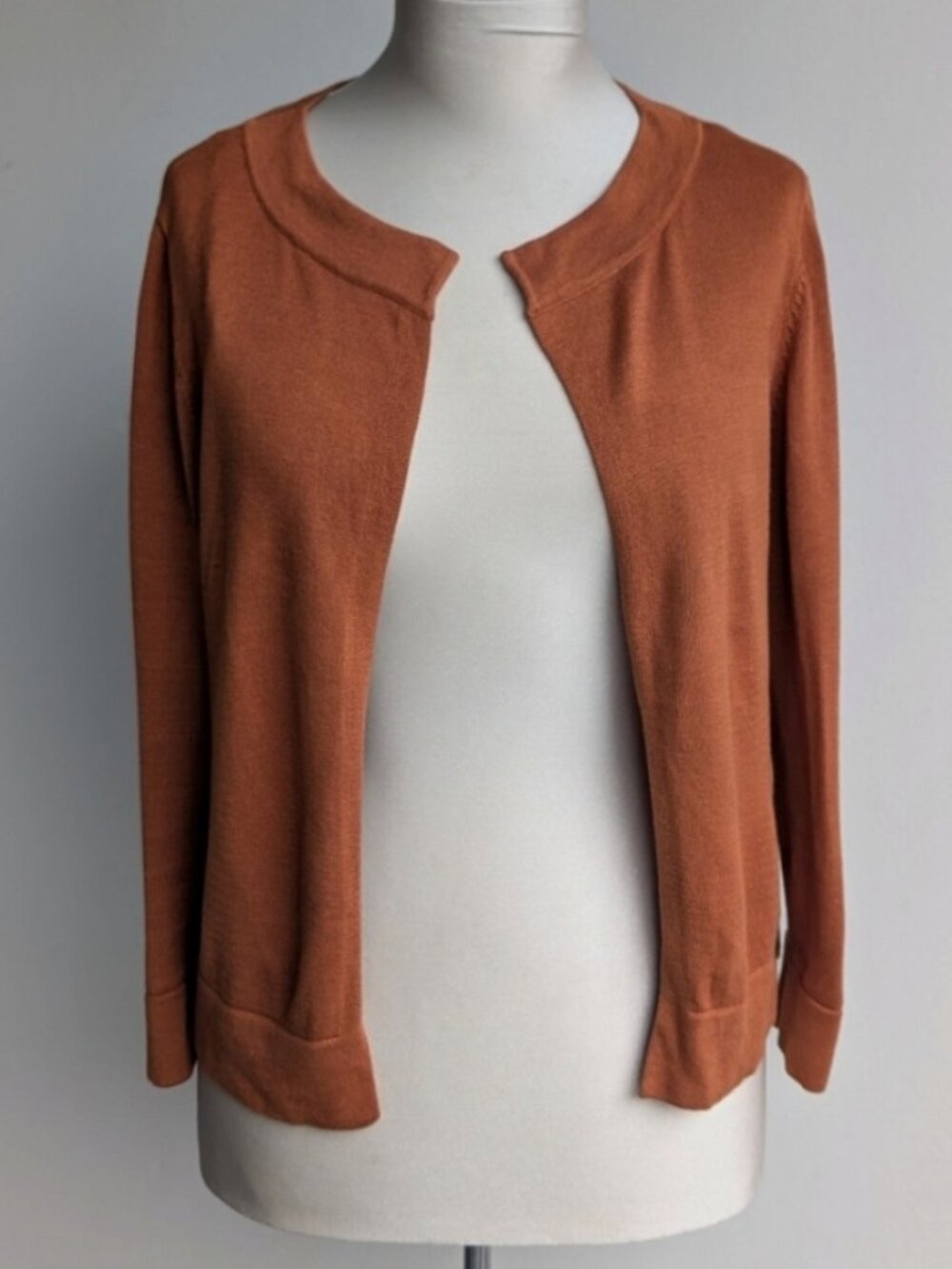 Simons Icone Open Front Cardigan Sweater - Rust Brown Orange